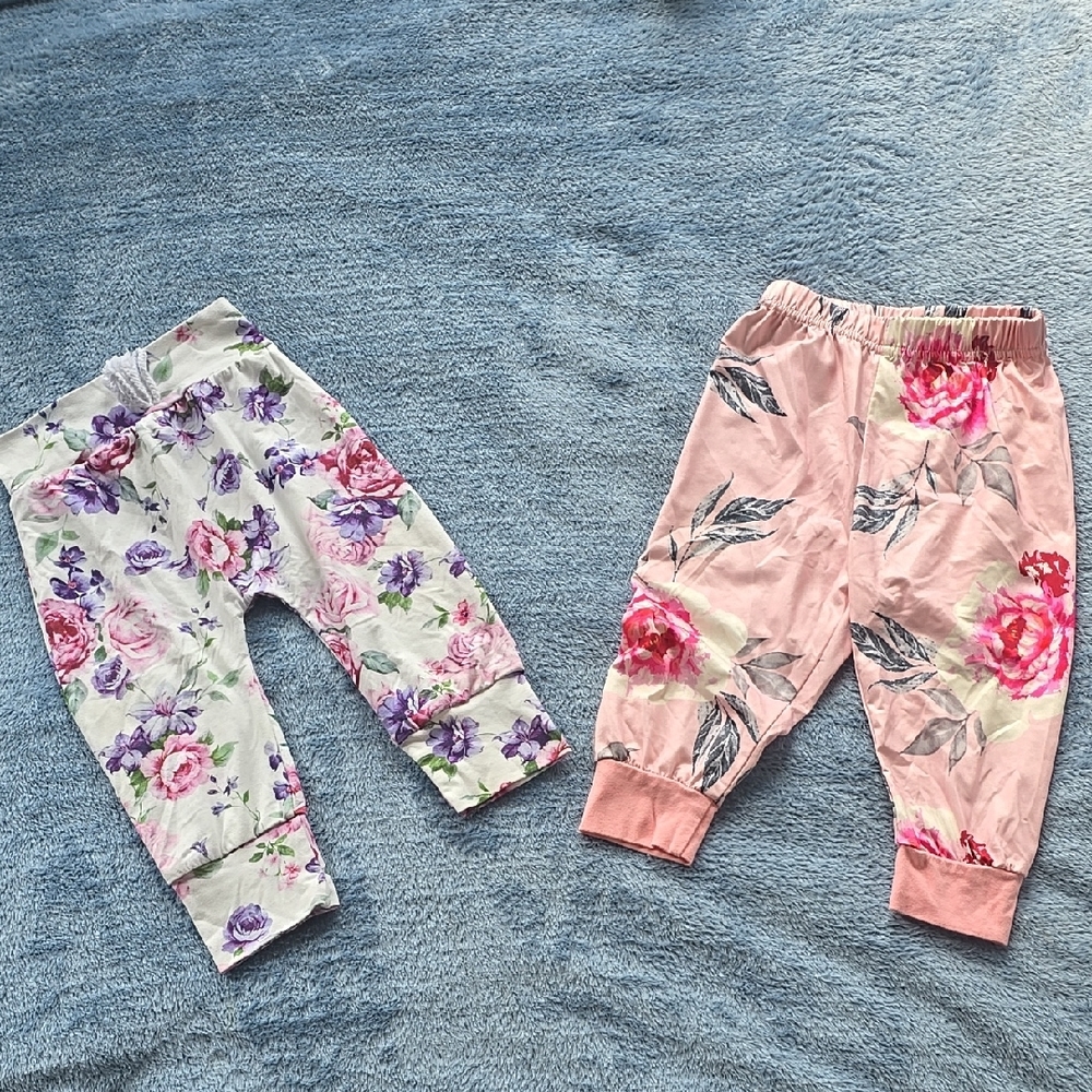 Floral Kids Bottoms Set - Pink and White